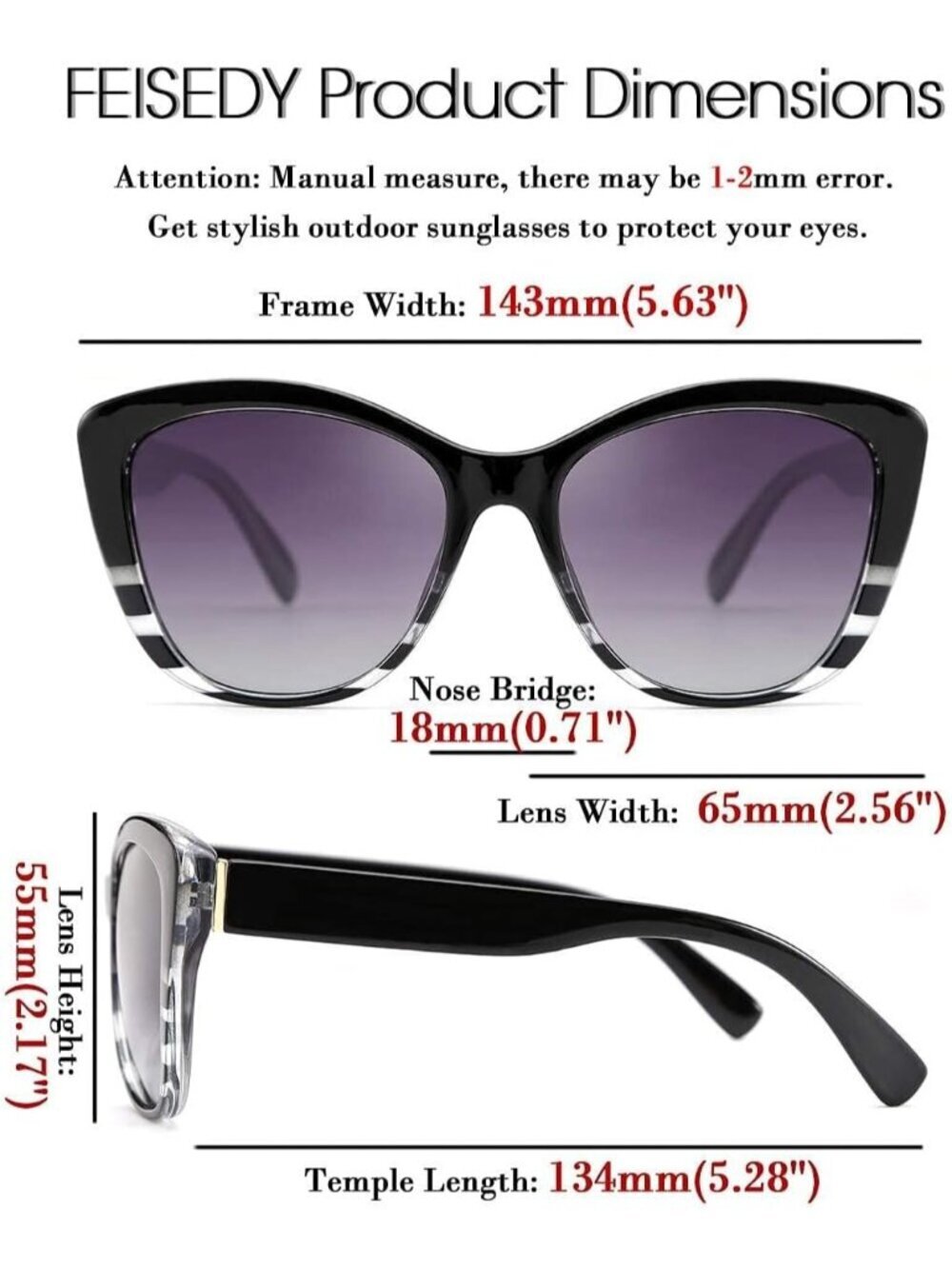 Women's Strip Purple Polarized Sunglasses American Square Jackie O Cat Eye - Picture 6 of 6